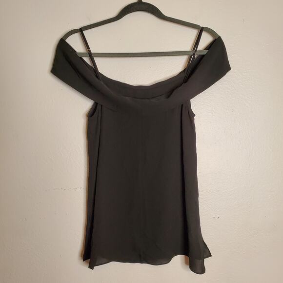 Theory Silk Off The Shoulder Tank Classic Georgette Top Black Size S Minimalist - Picture 4 of 12